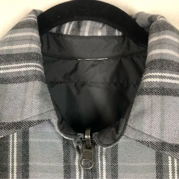 Patagonia Reversible Gray Plaid Flannel Full Zip Shirt Puffer Jacket Men’s Large